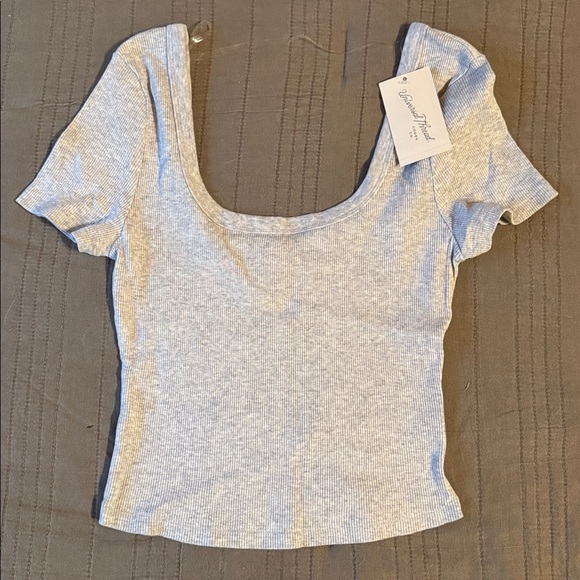 Universal Thread Light Gray Ribbed Crop Top - Picture 3 of 4